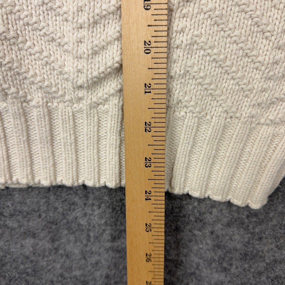 VTG LL Bean Sweater Mens Medium Cream Chevron Textured Cotton Knit USA Made 90s - Picture 10 of 11